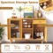 Natural Wicker Buffet Cabinet with Sliding Door Rattan Cabinet Drawer 47 Inch Storage